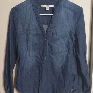 LC Lauren Conrad Men's Casual Blue Button Down Shirt
